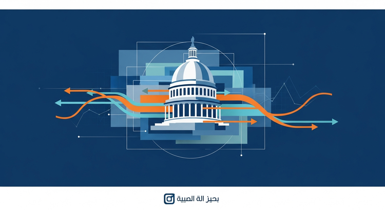 صندوق اقتراع يحمل أعلام الولايات المتحدة وعليه الرقم "2026"، يرمز لانتخابات الكونغرس والحكام النصفية الحاسمة.