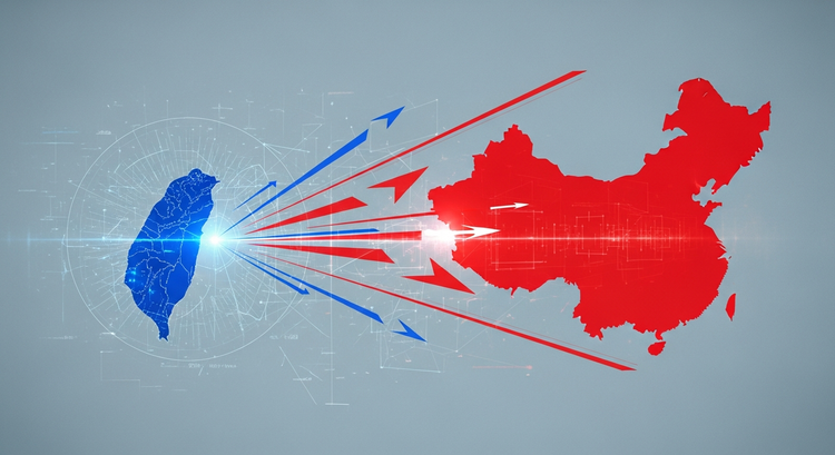 سفينة حربية صينية تطلق صاروخاً أو قذيفة خلال مناورات عسكرية بالذخيرة الحية قرب سواحل تايوان، مما يعكس رسالة ردع قوية.