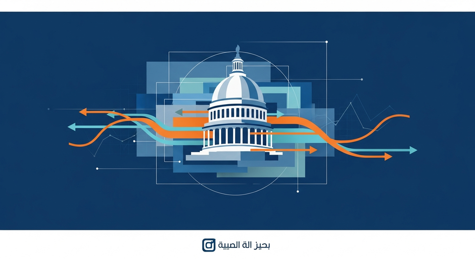صندوق اقتراع يحمل أعلام الولايات المتحدة وعليه الرقم "2026"، يرمز لانتخابات الكونغرس والحكام النصفية الحاسمة.